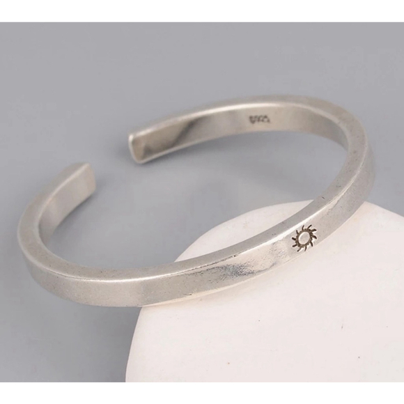 Boutique Jewelry - NEW Solid 925 Sterling‎ Silver Cuff Bracelet Sun Unisex One Size, Adjustable